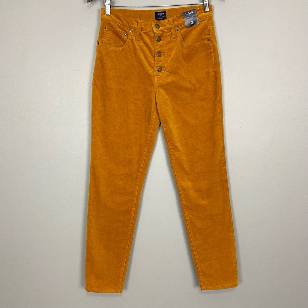 J. Crew Button-Fly Corduroy Pants Women’s Size 27 High Rise Skinny Stretch Gold